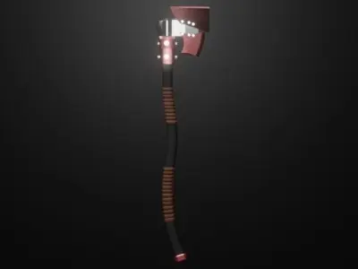 Red axe Low-poly 3D model