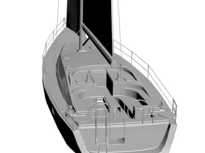 Sailboat with a high sail 3D model