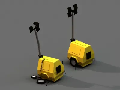 Post Apocalyptic Light Generator Low-poly 3D model