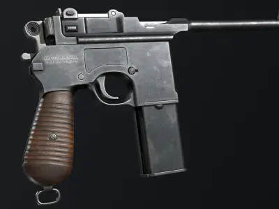 PBR Mauser M712 Schnellfeuer Machine Pistol Low-poly 3D model