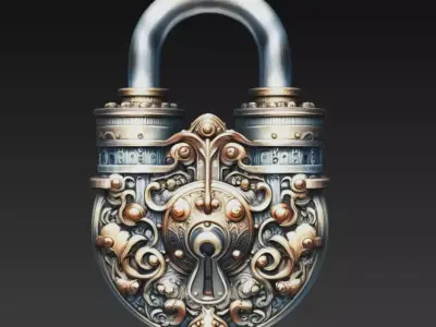 Ornate Vintage Padlock Decorative 3D Model 3D print model