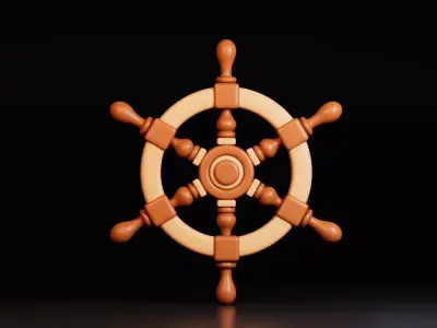 Free Stylized Ship Wheel Free low-poly 3D model