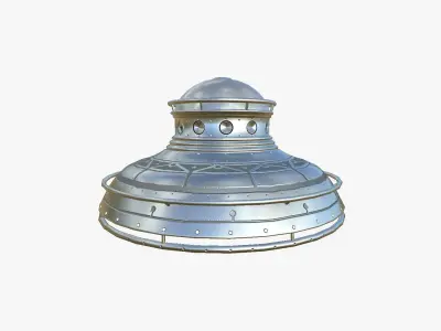 Alien Spaceship UFO F02 Aluminum - Sci Fi Spacecraft Design Low-poly 3D model