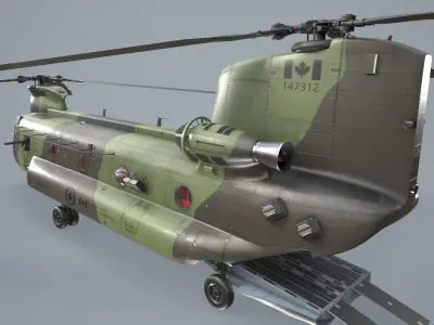 CH-47 Chinook RCAF Complex Animation Low-poly 3D model