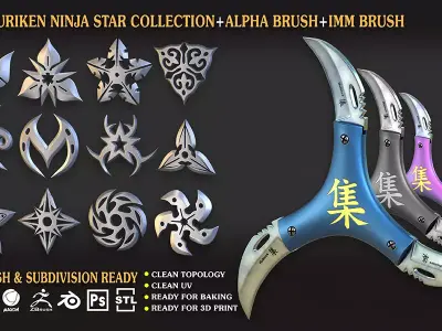 50 Shuriken Ninja Star Collection Vol 04 Free 3D model