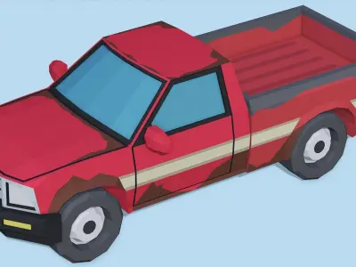 Stylized Old Rusted Pickup Truck - Lowpoly Mobile Ready Low-poly 3D model