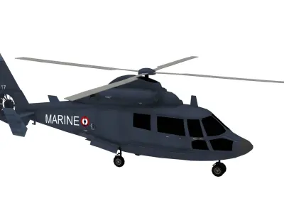Lowpoly Dauphin-2 Helicopter 3D Model Low-poly 3D model