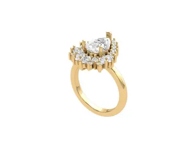  Pear SolitaireArt Deco Ring 3D print model