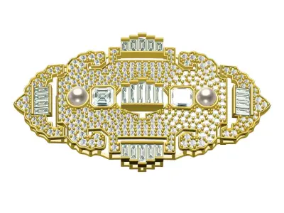 Antique Art Deco Style Brooch 3D print model