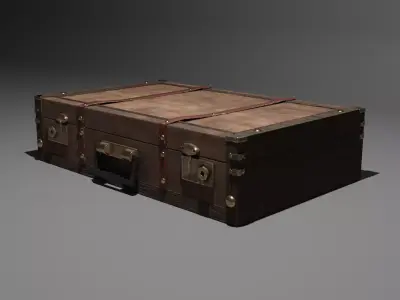 Vintage Suitcase PBR Low Poly Game Ready 3D Model Low-poly 3D model