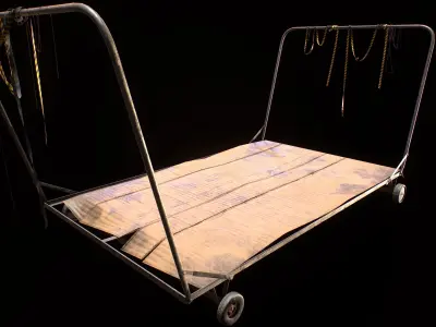 Platform Push Cart PBR Free low-poly 3D model