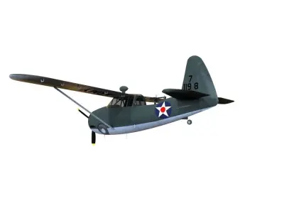 Curtiss Owl - WW2 Plane Low-poly 3D model