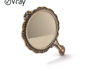 Ornate Antique Hand Mirror model pack Low-poly 3D model