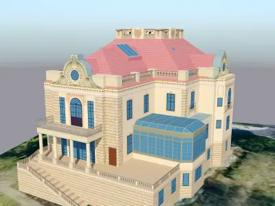 Villa Josef Thyssen Low-poly 3D model