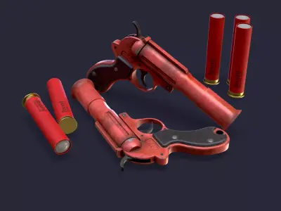 Flaregun revolvers Low-poly 3D model