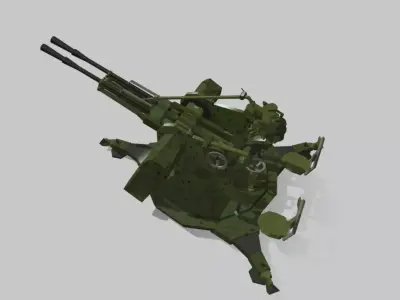 ZPU gun Low-poly 3D model