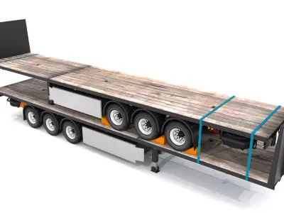 Flatbed Trailer with Trailer 3D model