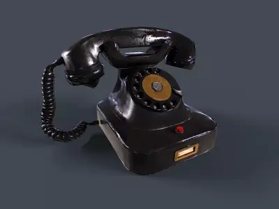 Old Retro Phone v1 Low-poly 3D model