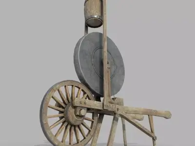 Medieval Grindstone Low-poly 3D model buy