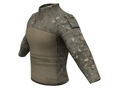 Men Military Outdoor Fitness Camo T-Shirt Low-poly 3D model