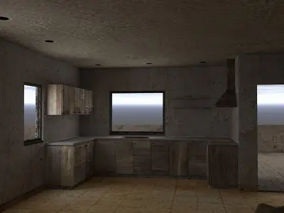 An abandoned private house Low-poly 3D model