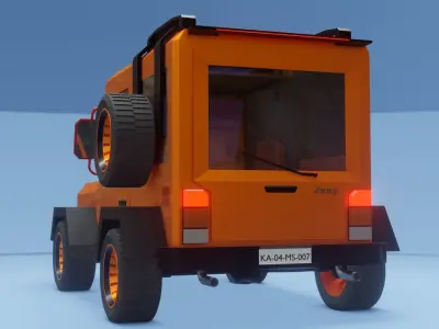 Cartoon Low Poly Rigged Van Low-poly 3D model 3D model 3D model