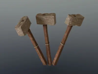 Hammer - Stone Low-poly 3D model