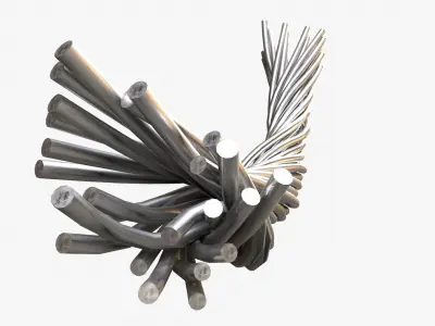 Metal wire cable structure Low-poly 3D model