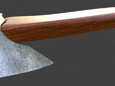 Damascus steel axe  3D model