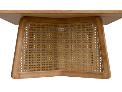 Square Coffee Table With Wooden Top And Rattan Base Low-poly 3D model