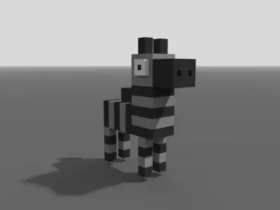 Voxel Zebra Low-poly 3D model