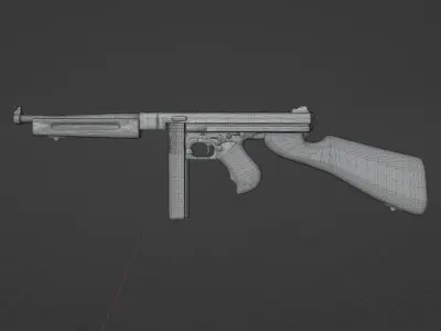 Thompson M1A1 Low-poly 3D model