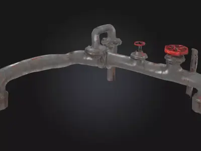 Rusty Industrial Pipe System Aged Utility Network 3D model