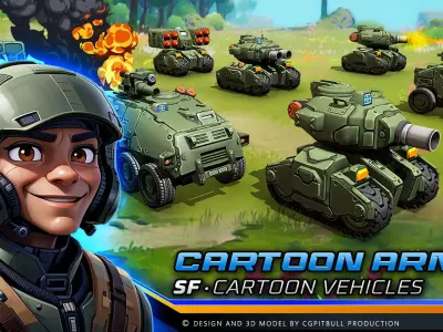 CARTOON Army Low-poly 3D model