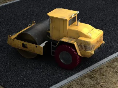 Road Roller construction Leveler grader road repair 3D model
