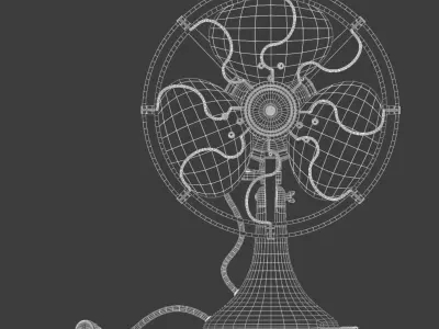 Vintage old table electric fan 3D model