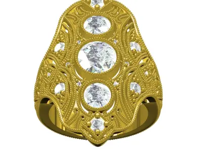 Antique Art Deco Engagement Ring 3D print model buy