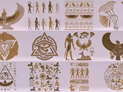 20 Models - Egyptian Symbols - Bundle 02 3D Model Collection