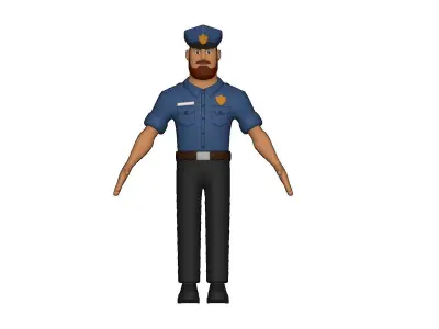 Police Cartoon Character Illustration 3D model  3D model