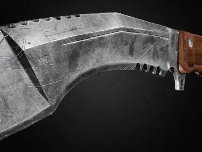 Game ready kukri knife Low-poly 3D model