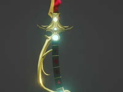 Fantasy Sword Low-poly 3D model 16