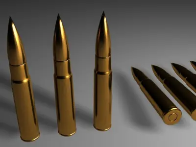 bullet2 three golden bullets Low-poly 3D model