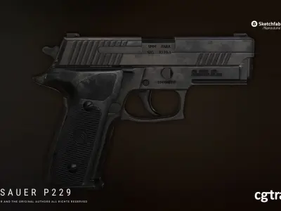 SIG-Sauer P229 Low-poly 3D model