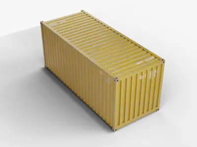 20Ft Cargo Container - Yellow - Dirty 3D model
