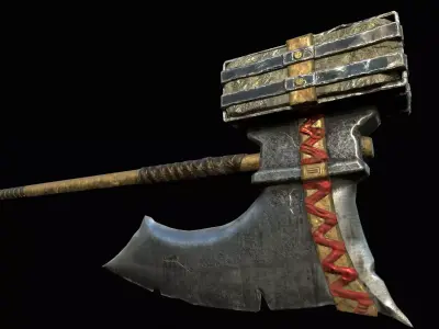 Fantasy War Axe Low-poly 3D model