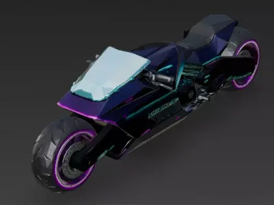 Cartoon Cyber Motorcycle 3D Model Low-poly 3D model