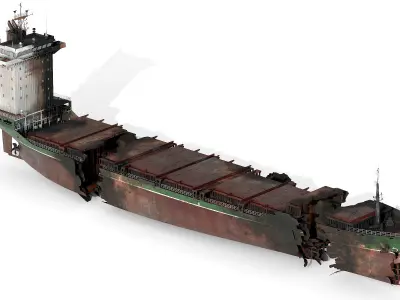 Burned and destroyed ship 3D model