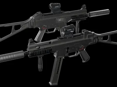 Tactical SMG Heckler and Koch UMP 45 ACP Low-poly 3D model