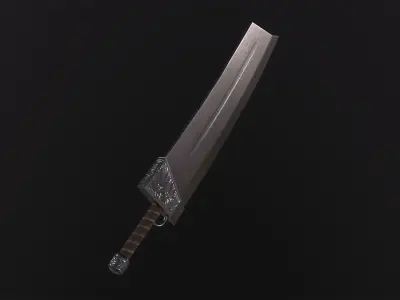 Fantasy Broadsword PBR  Low-poly 3D model