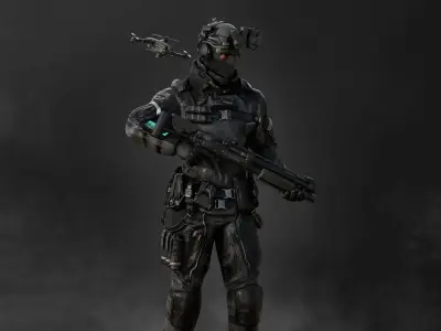 Modern Police Soldier Low-poly 3D model